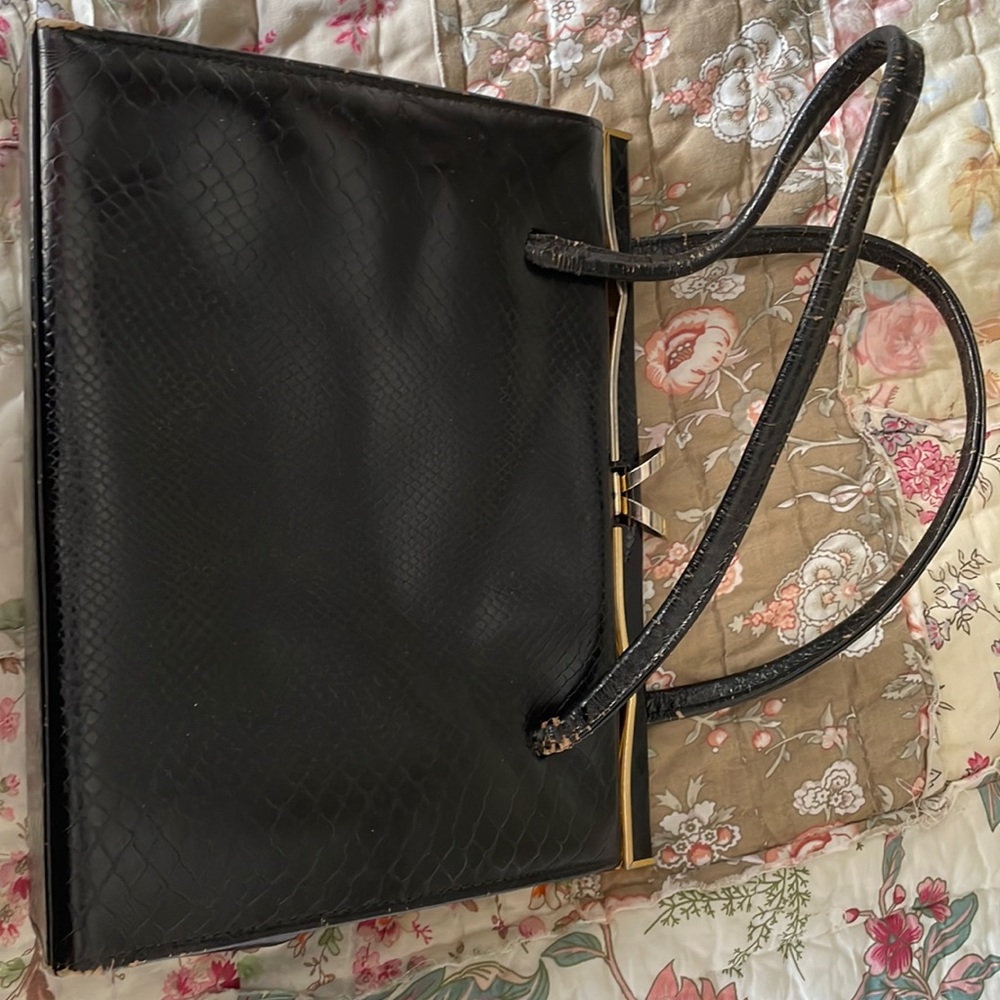Crouch & Fitzgerald black “alligator” bag